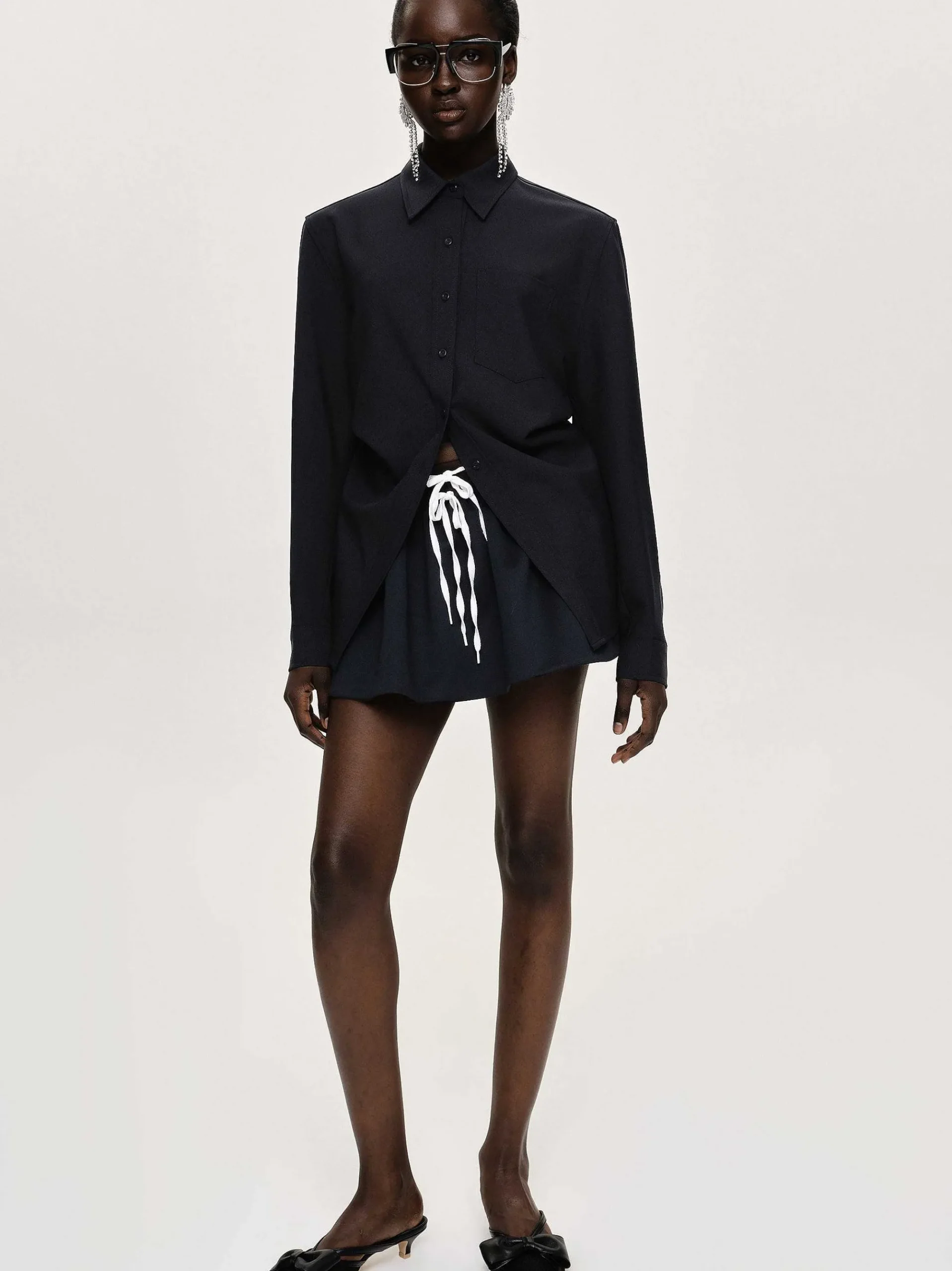 Source Unknown Accessoires-Chemise A Taille Ajustee, Bleu Marine