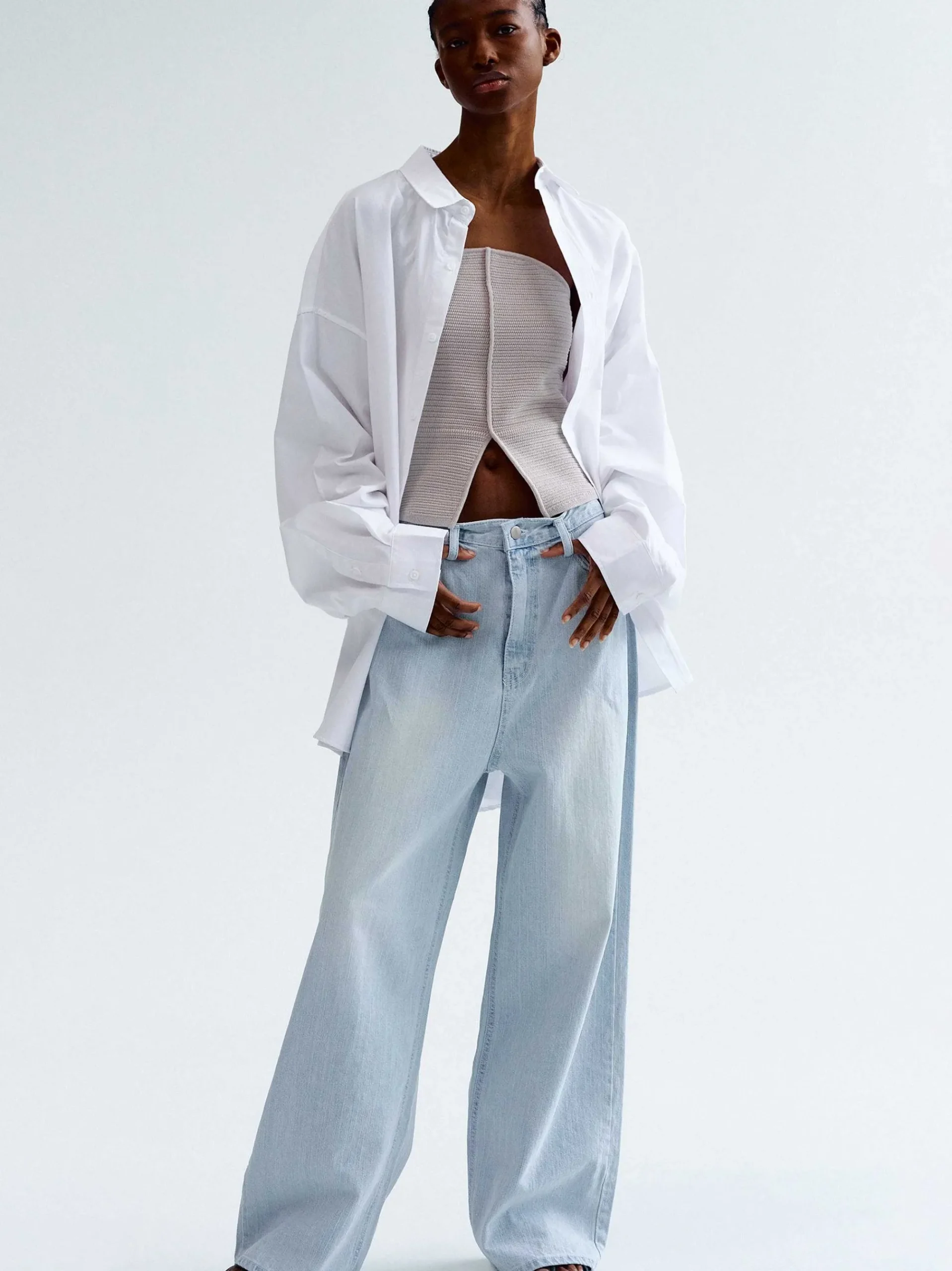 Source Unknown Accessoires-Chemise En Coton Over-Fit, Blanc