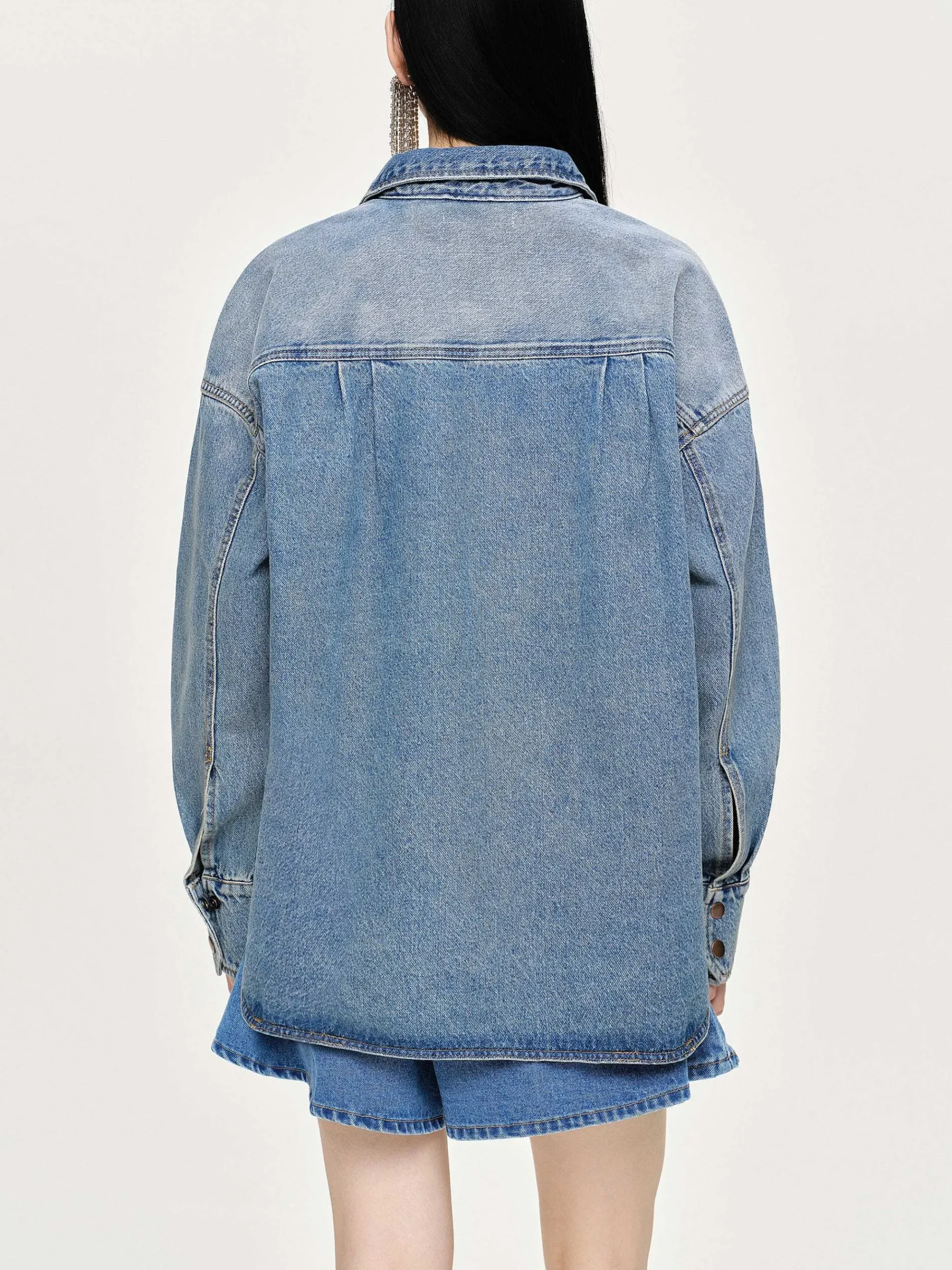 Source Unknown Jean-Chemise En Jean Surdimensionnee, Delave Teinte