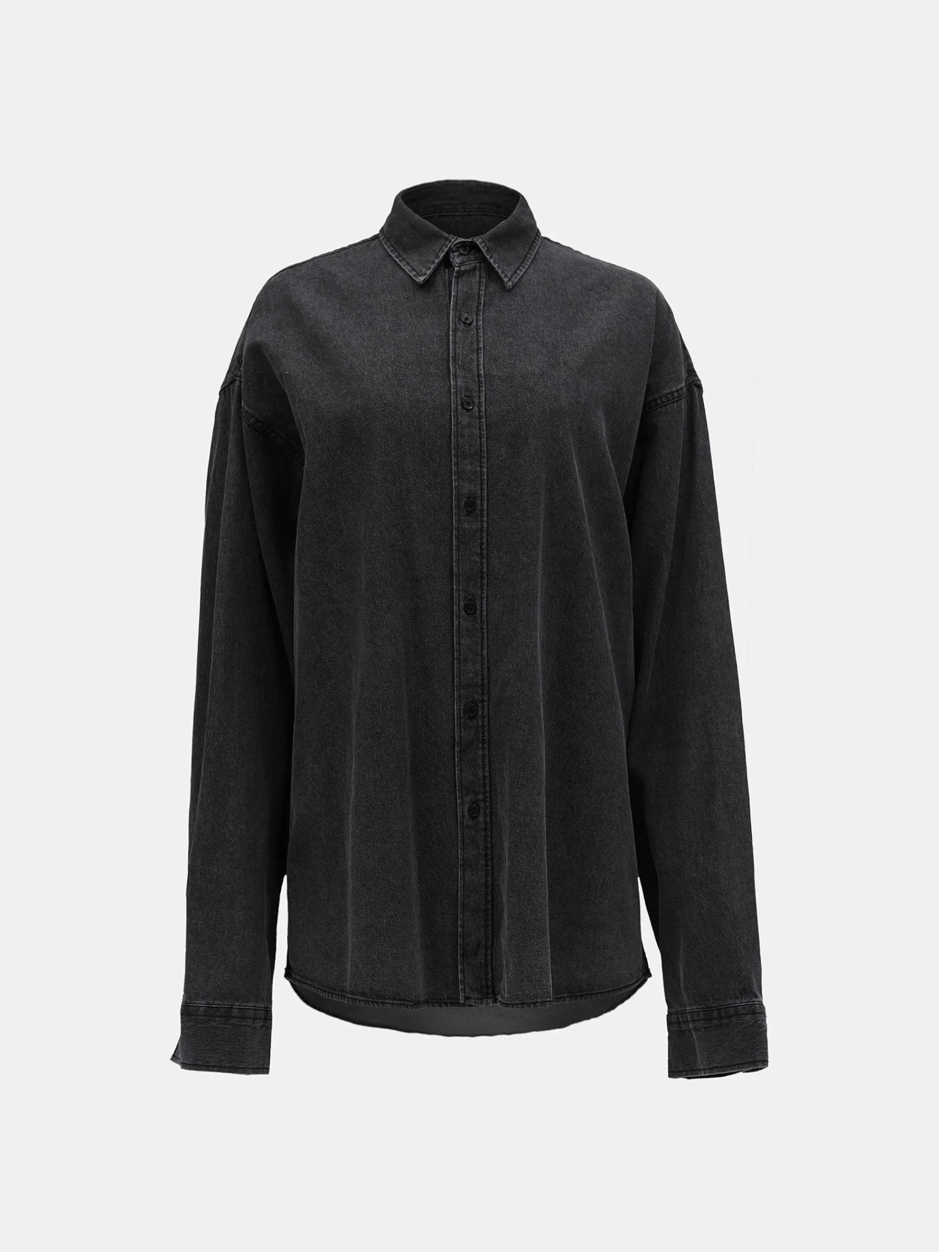 Source Unknown Accessoires-Chemise En Jean Unisexe, Noir Delave