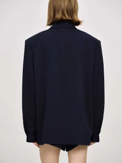 Source Unknown Coordonnées-Chemise Fluide Surdimensionnee, Bleu Marine