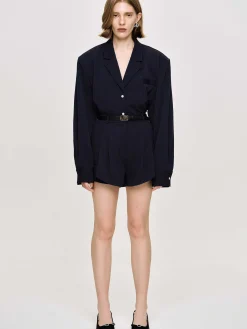 Source Unknown Vêtements D'Exterieur-Chemise Fluide Surdimensionnee, Bleu Marine