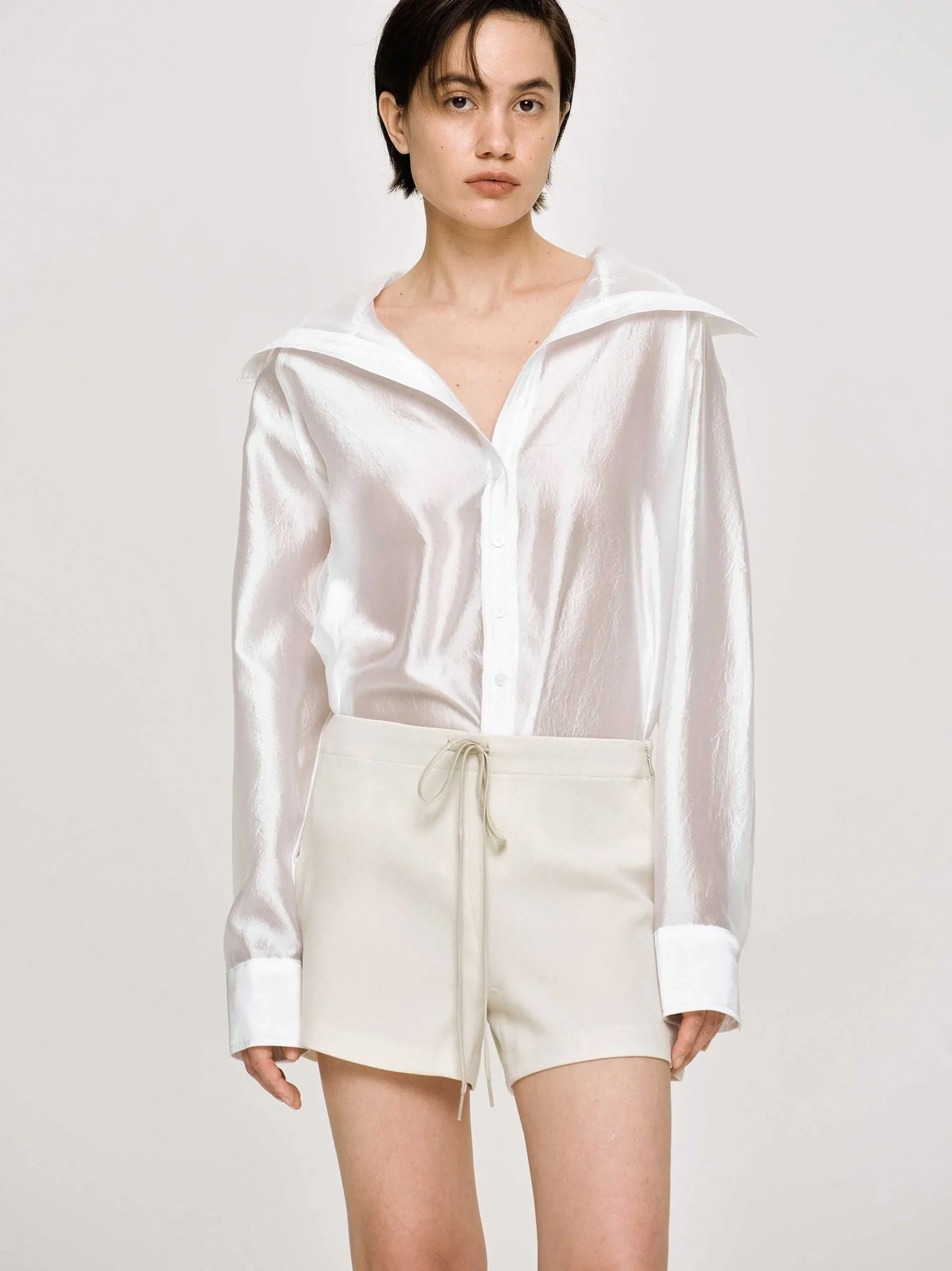 Source Unknown Vêtements-Chemise Transparente A Col Marin, Blanche