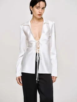 Source Unknown Hauts-Chemisier En Satin Reyna, Perle