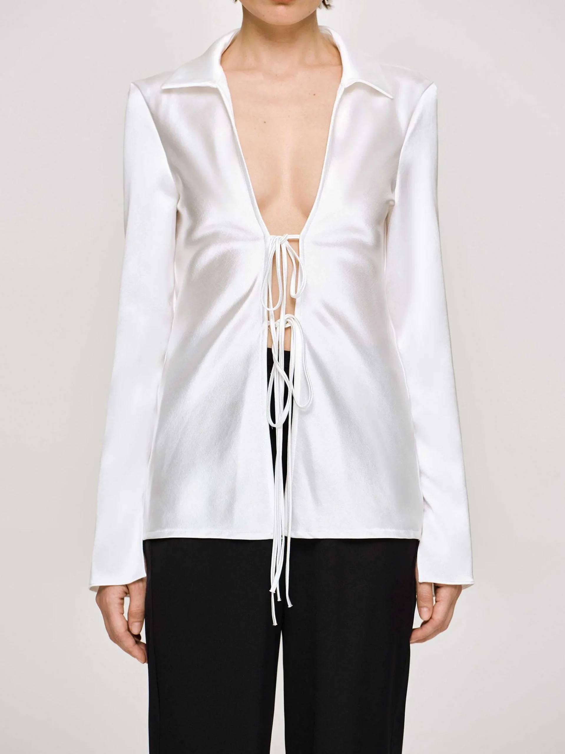 Source Unknown Vêtements-Chemisier En Satin Reyna, Perle