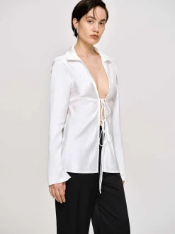 Source Unknown Vêtements-Chemisier En Satin Reyna, Perle