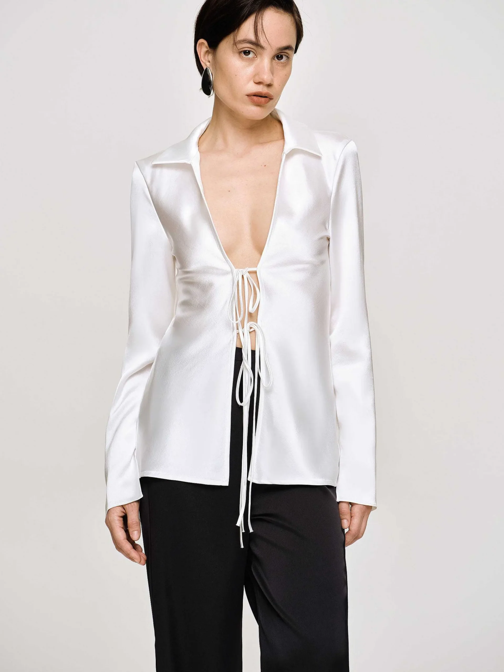 Source Unknown Vêtements-Chemisier En Satin Reyna, Perle