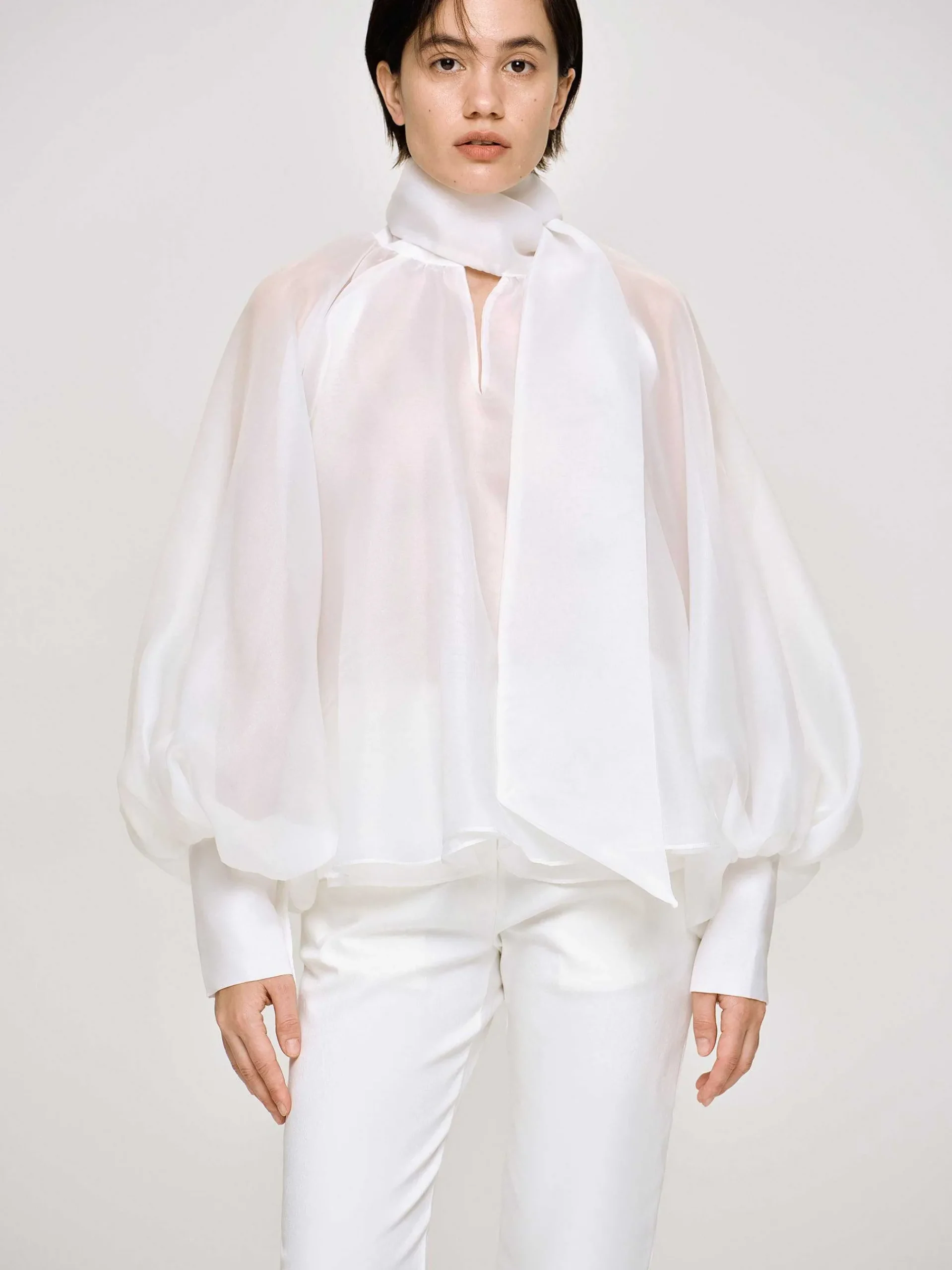Source Unknown Accessoires-Chemisier Transparent Ballon, Blanc