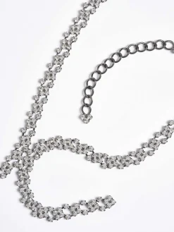 Source Unknown Accessoires-Collier Goutte En Strass, Argent