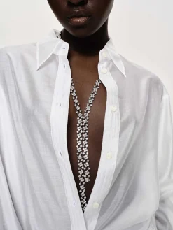 Source Unknown Accessoires-Collier Goutte En Strass, Argent
