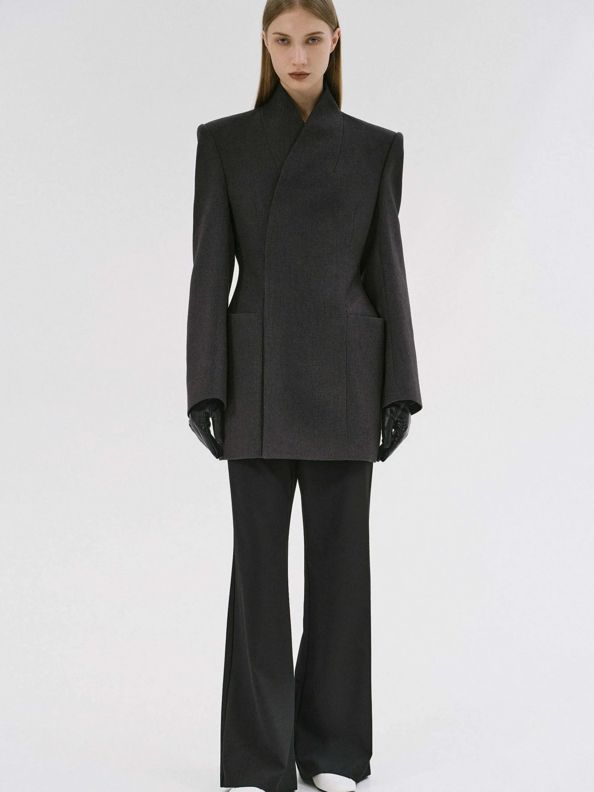 Source Unknown Vêtements-Corrin Wrap Blazer, Charbon