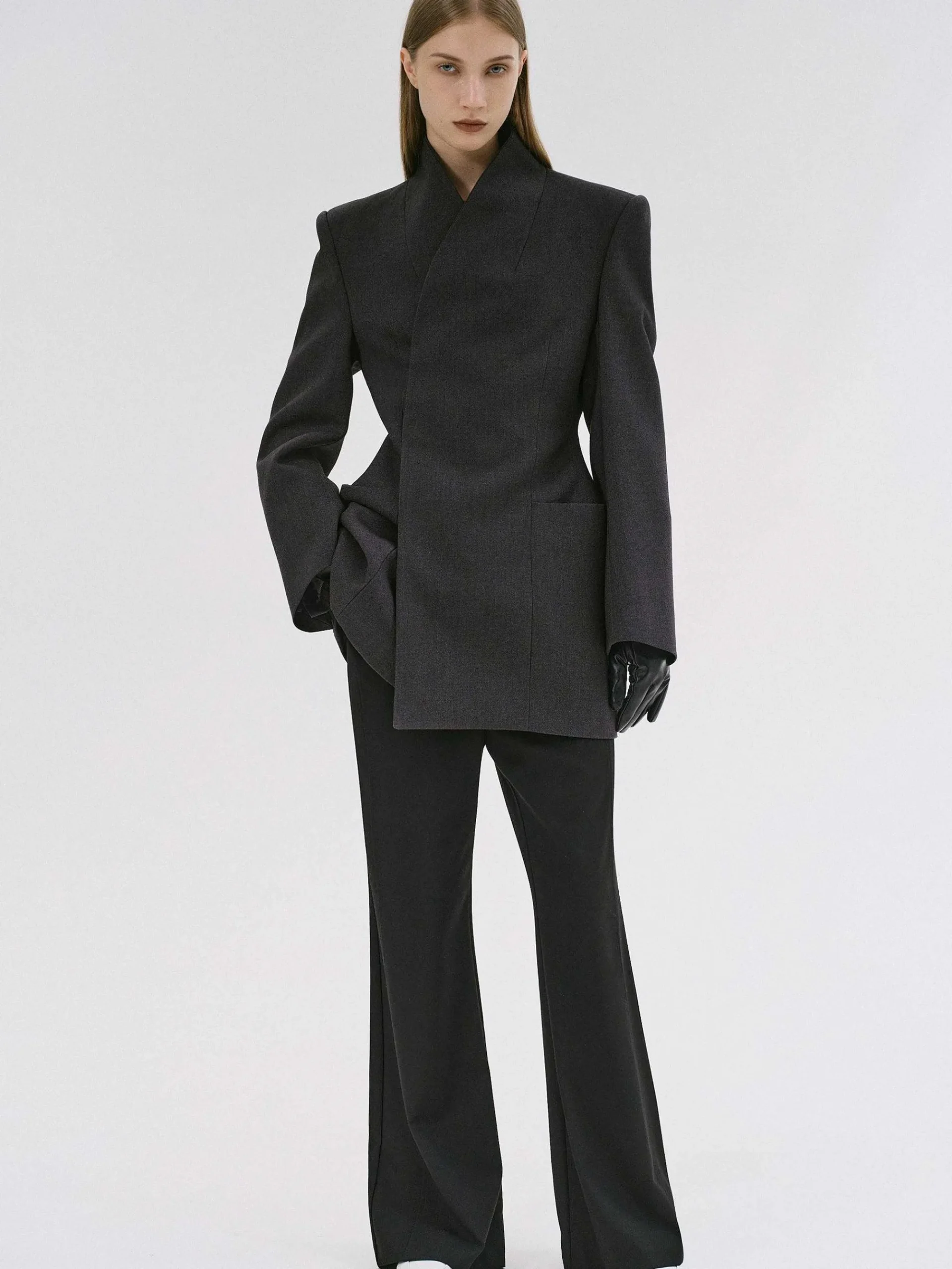 Source Unknown Vêtements-Corrin Wrap Blazer, Charbon