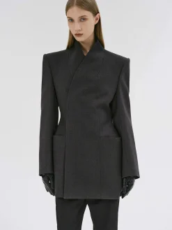 Source Unknown Vêtements D'Exterieur-Corrin Wrap Blazer, Charbon