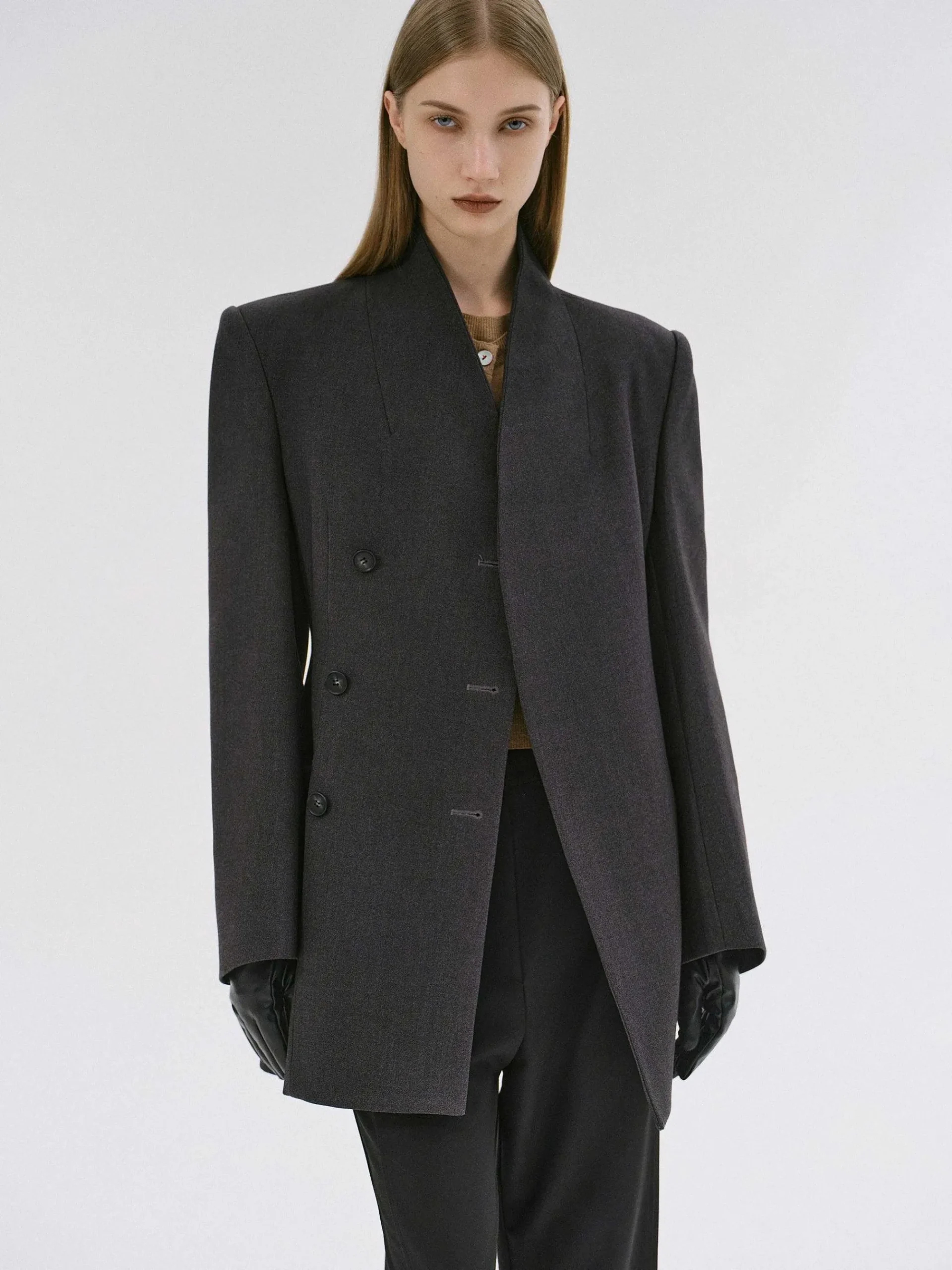 Source Unknown Vêtements D'Exterieur-Corrin Wrap Blazer, Charbon