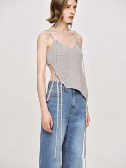 Source Unknown Vêtements-Debardeur En Tricot Asymetrique, Gris Fossile