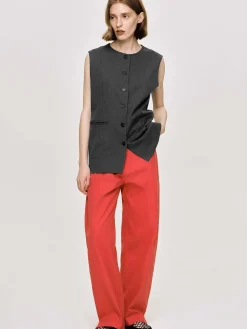 Source Unknown Vêtements-Gilet Long Boutonne, Melange De Charbon De Bois