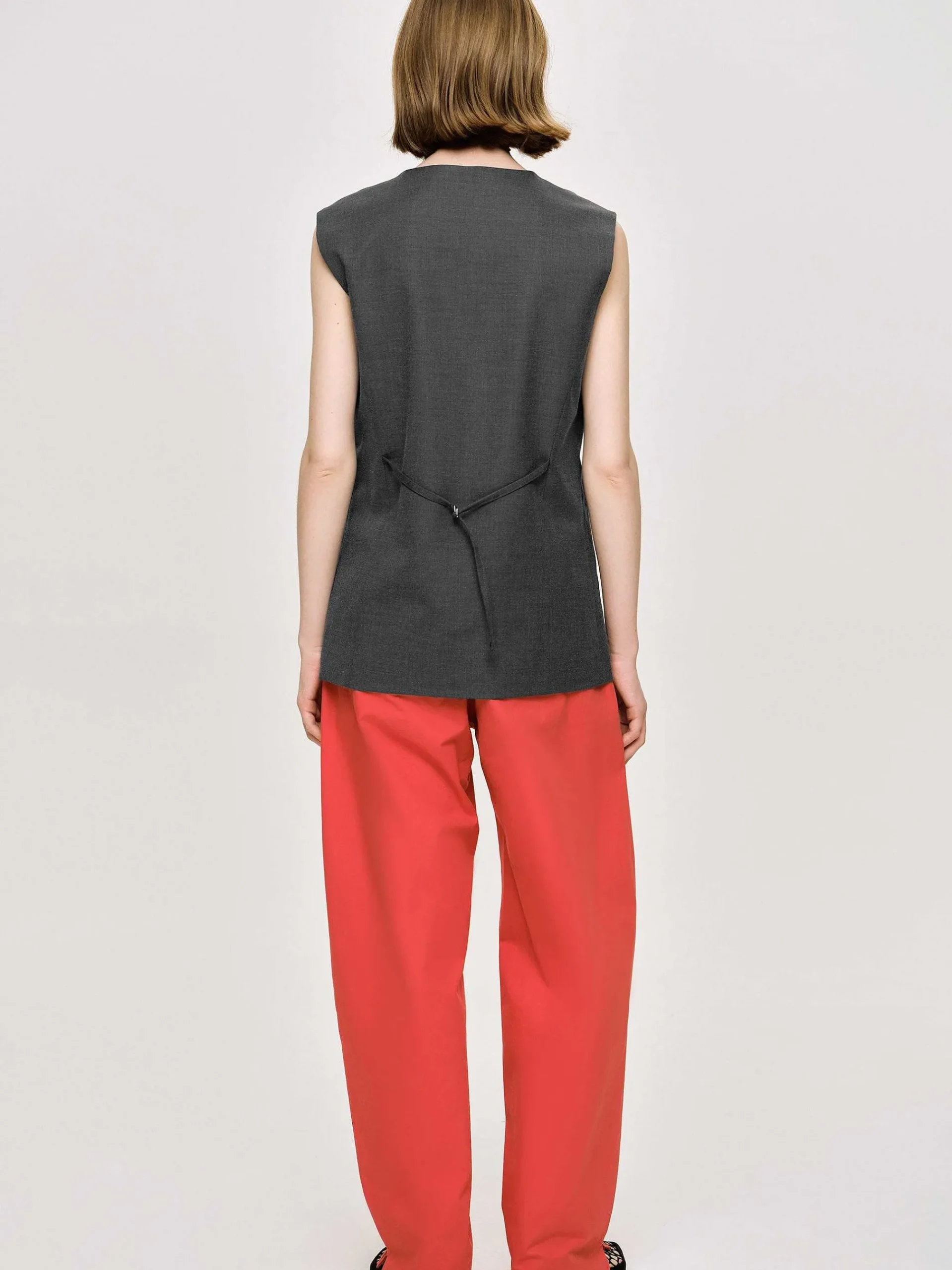Source Unknown Vêtements-Gilet Long Boutonne, Melange De Charbon De Bois