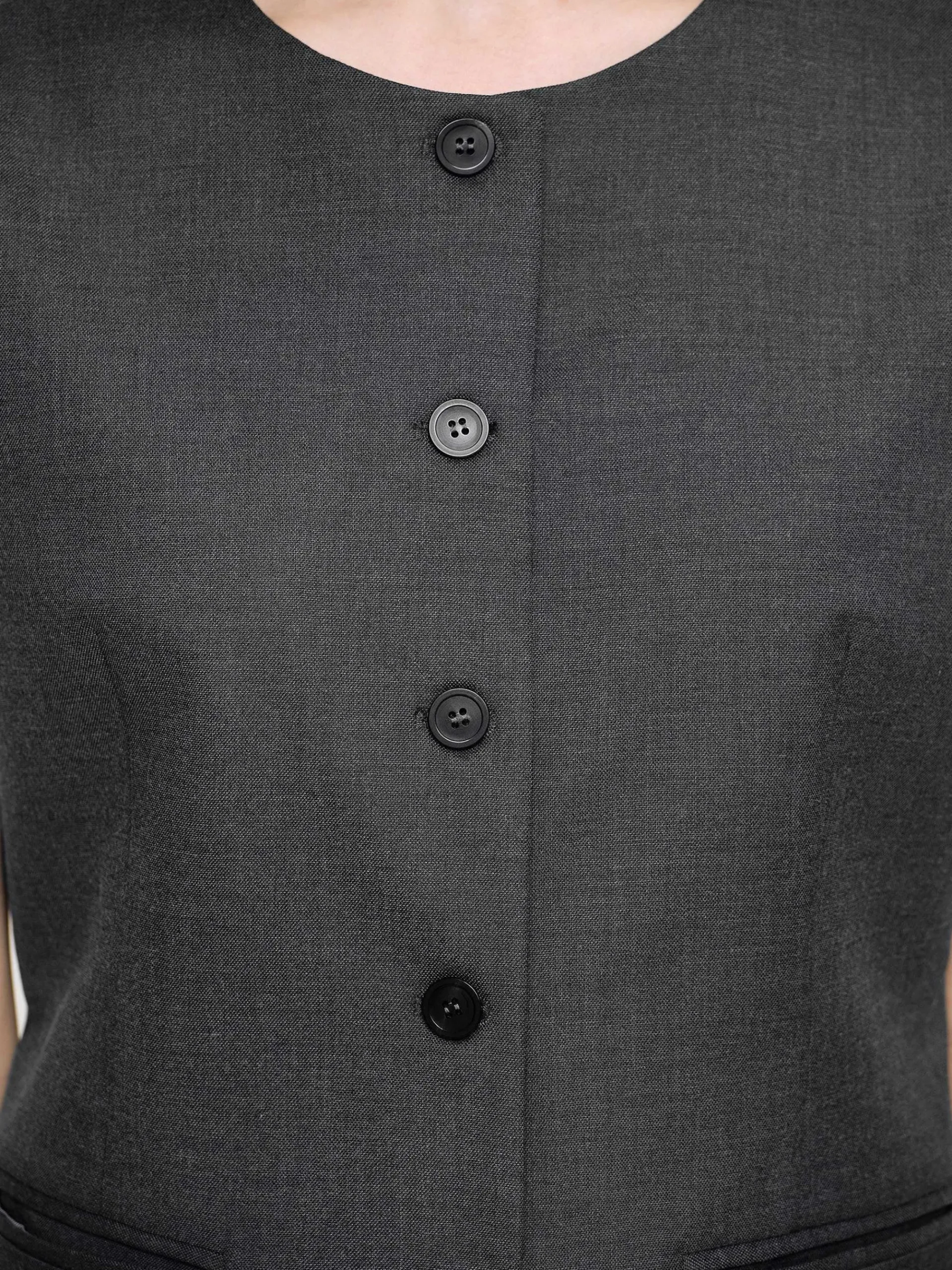 Source Unknown Vêtements-Gilet Long Boutonne, Melange De Charbon De Bois