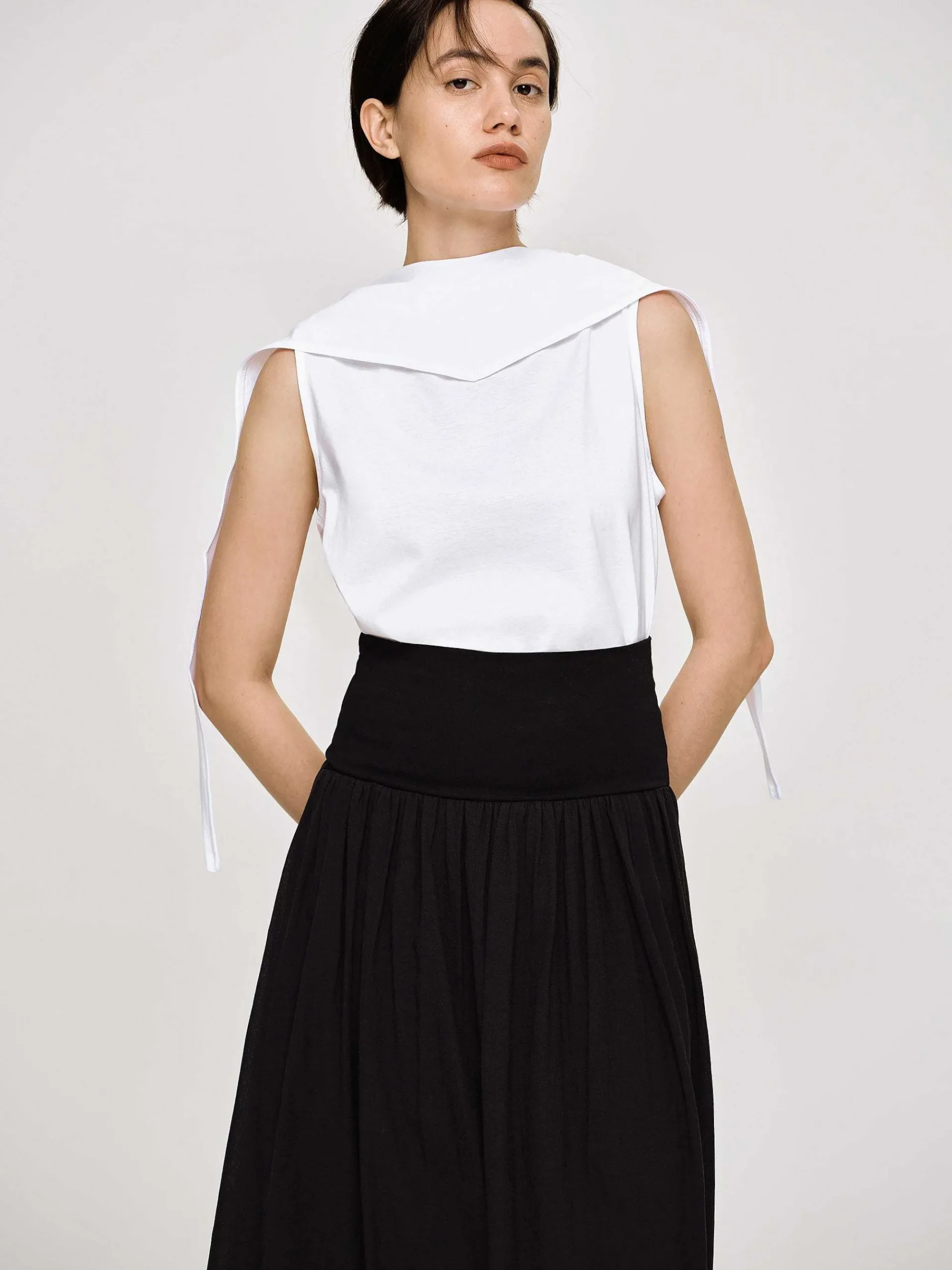 Source Unknown Accessoires-Haut A Col Foulard, Blanc
