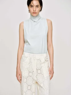 Source Unknown Accessoires-Haut A Col Foulard, Bleu Blizzard