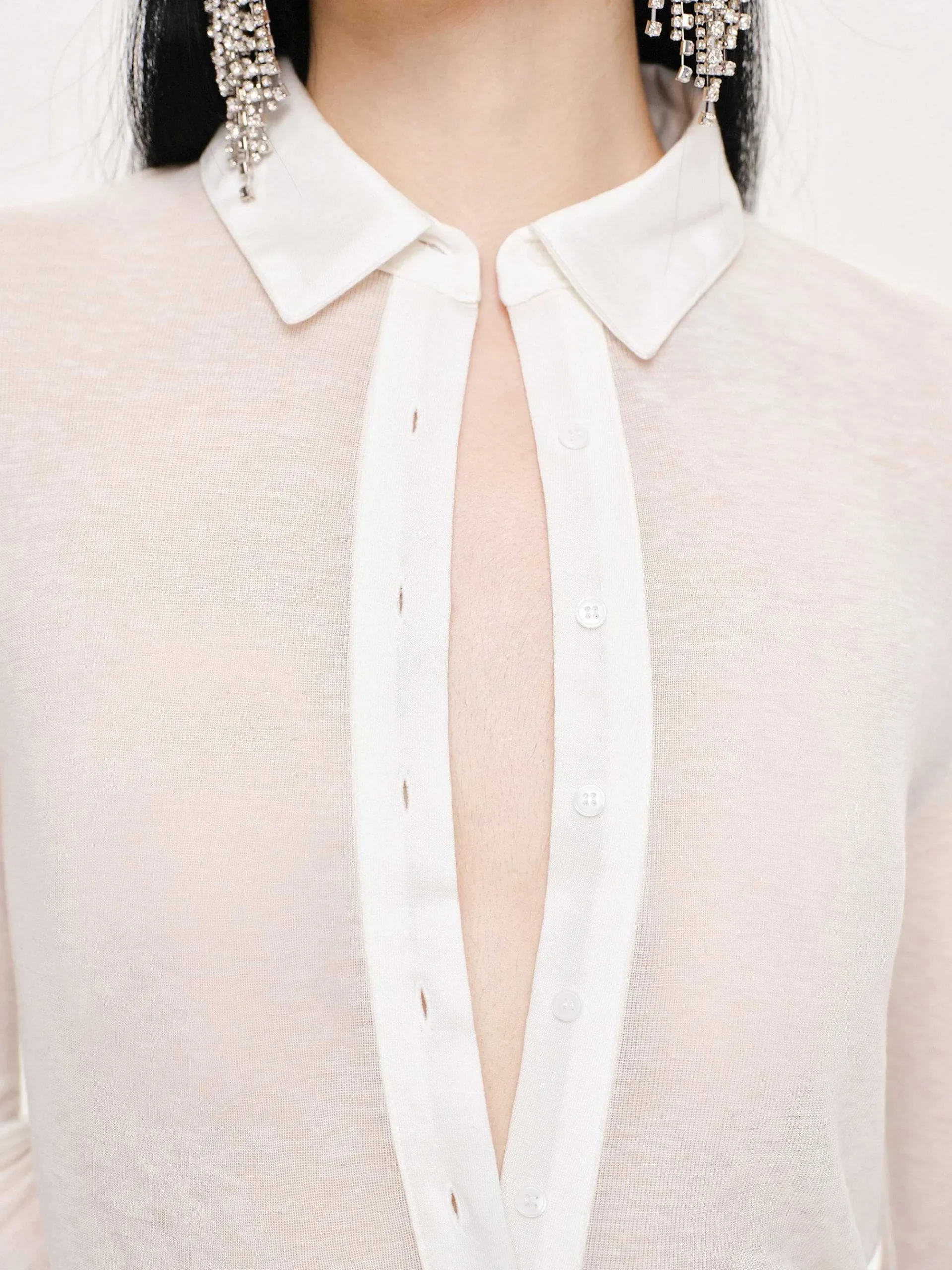 Source Unknown Hauts-Haut A Col Semi-Transparent Pietro, Blanc