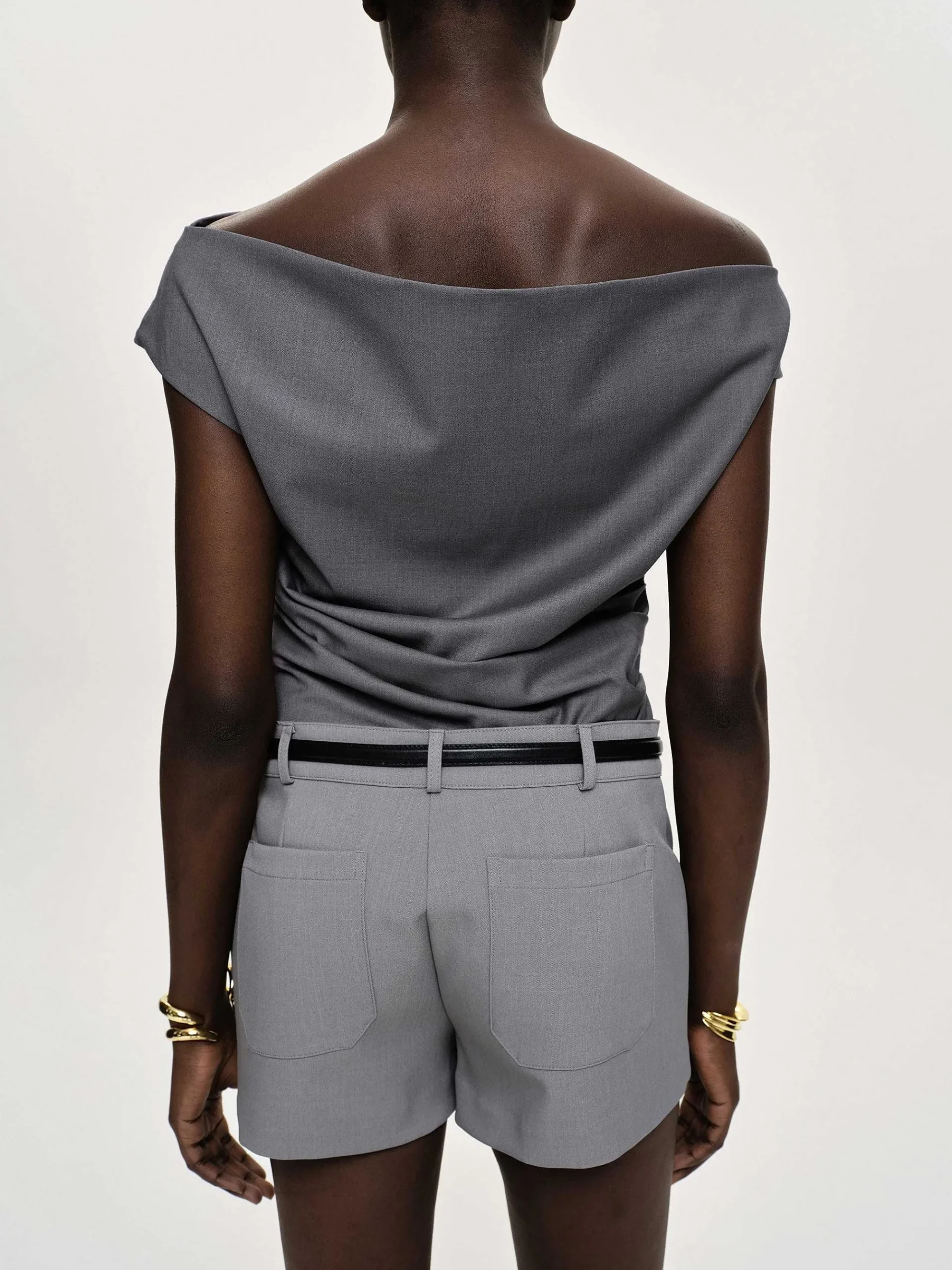 Source Unknown Vêtements-Haut Drape Asymetrique, Anthracite