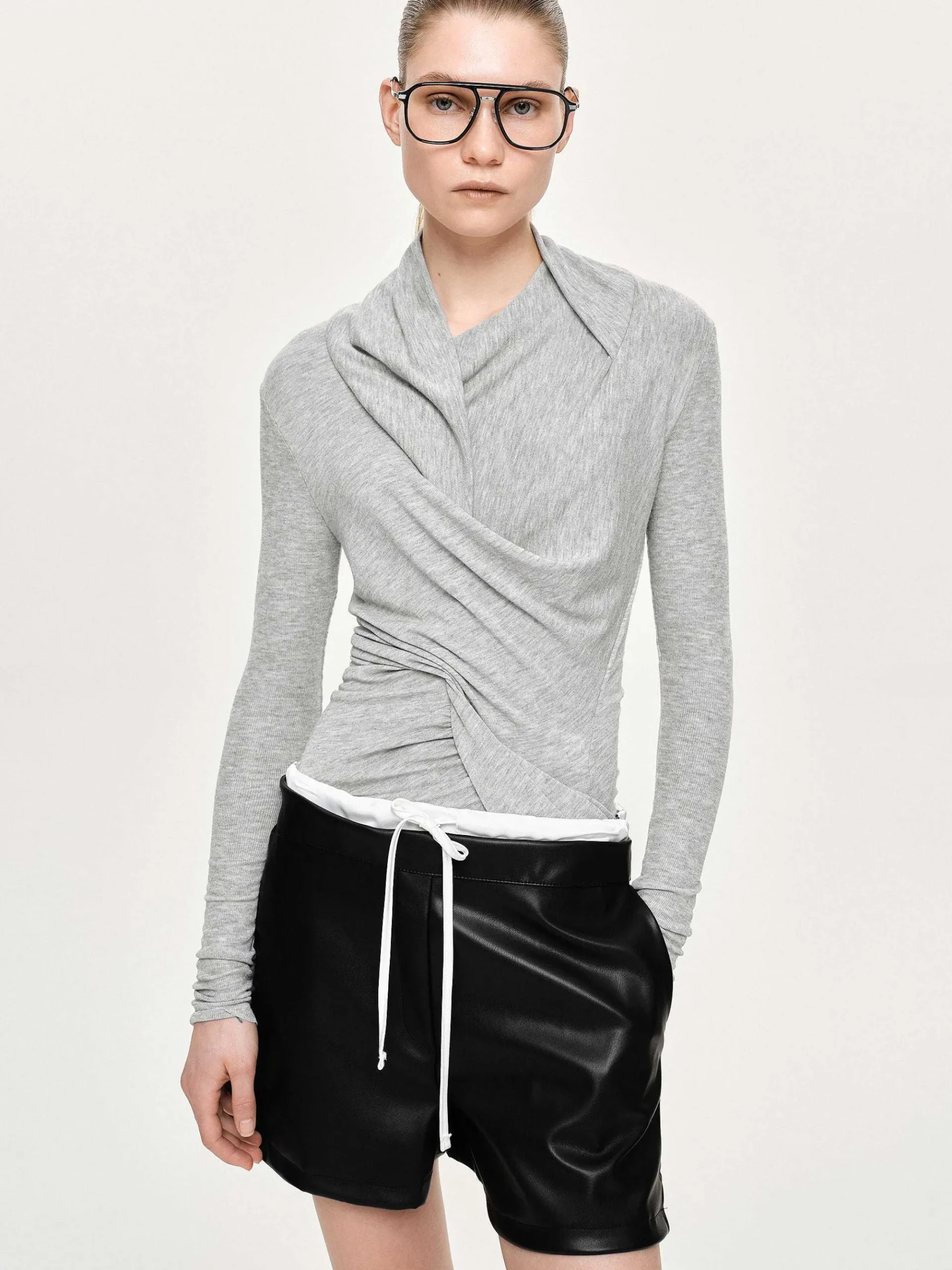 Source Unknown Vêtements-Haut Drape Asymetrique Folgore, Gris
