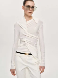 Source Unknown Vêtements-Haut Drape Asymetrique Folgore, Ivoire