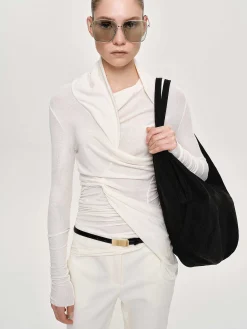 Source Unknown Vêtements-Haut Drape Asymetrique Folgore, Ivoire