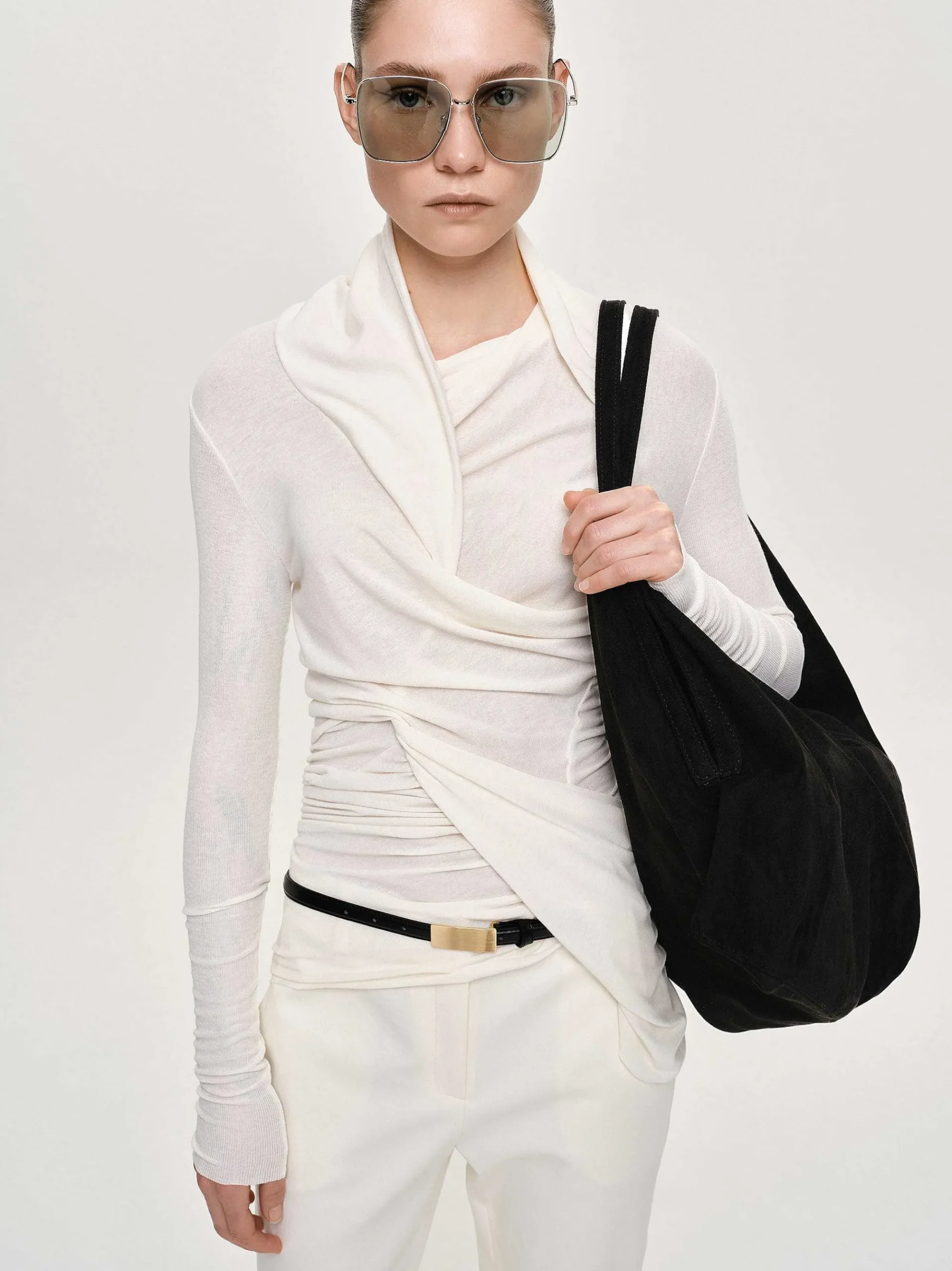 Source Unknown Vêtements-Haut Drape Asymetrique Folgore, Ivoire