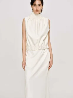 Source Unknown Accessoires-Haut En Cuir Sans Manches, Ivoire