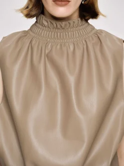 Source Unknown Accessoires-Haut En Cuir Sans Manches, Beige