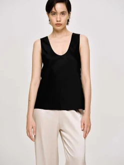 Source Unknown Accessoires-Haut En Satin Sans Manches, Noir