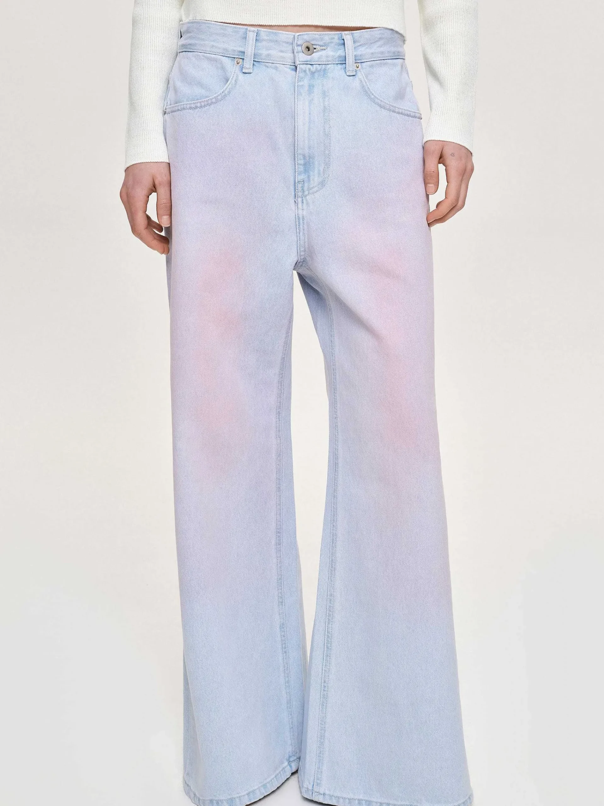 Source Unknown Vêtements-Jean A Jambe Large Peint, Delave Rose