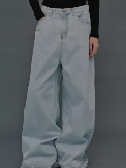 Source Unknown Vêtements-Jean Coupe Oversize, Delavage Bleu Clair
