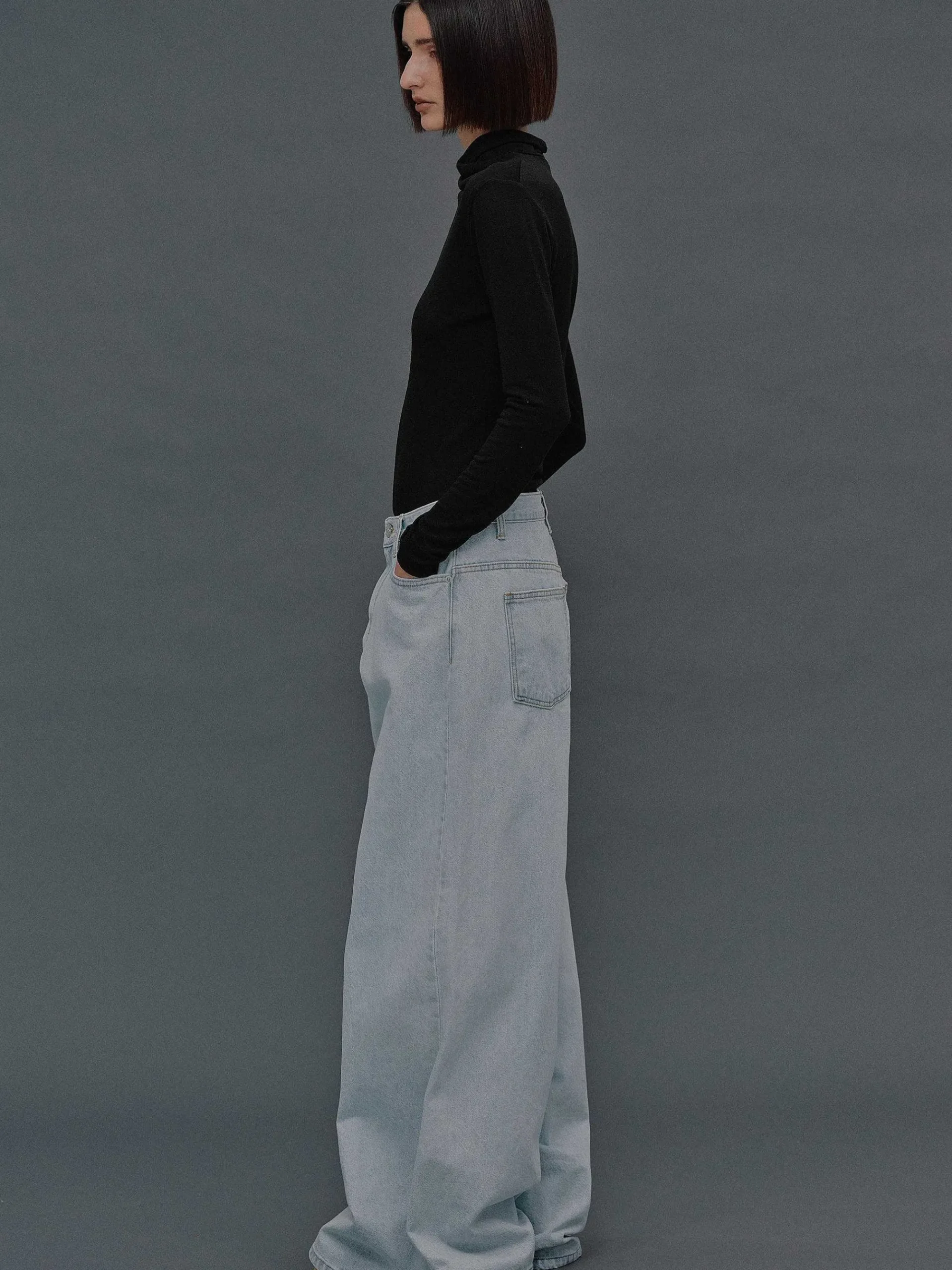 Source Unknown Vêtements-Jean Coupe Oversize, Delavage Bleu Clair