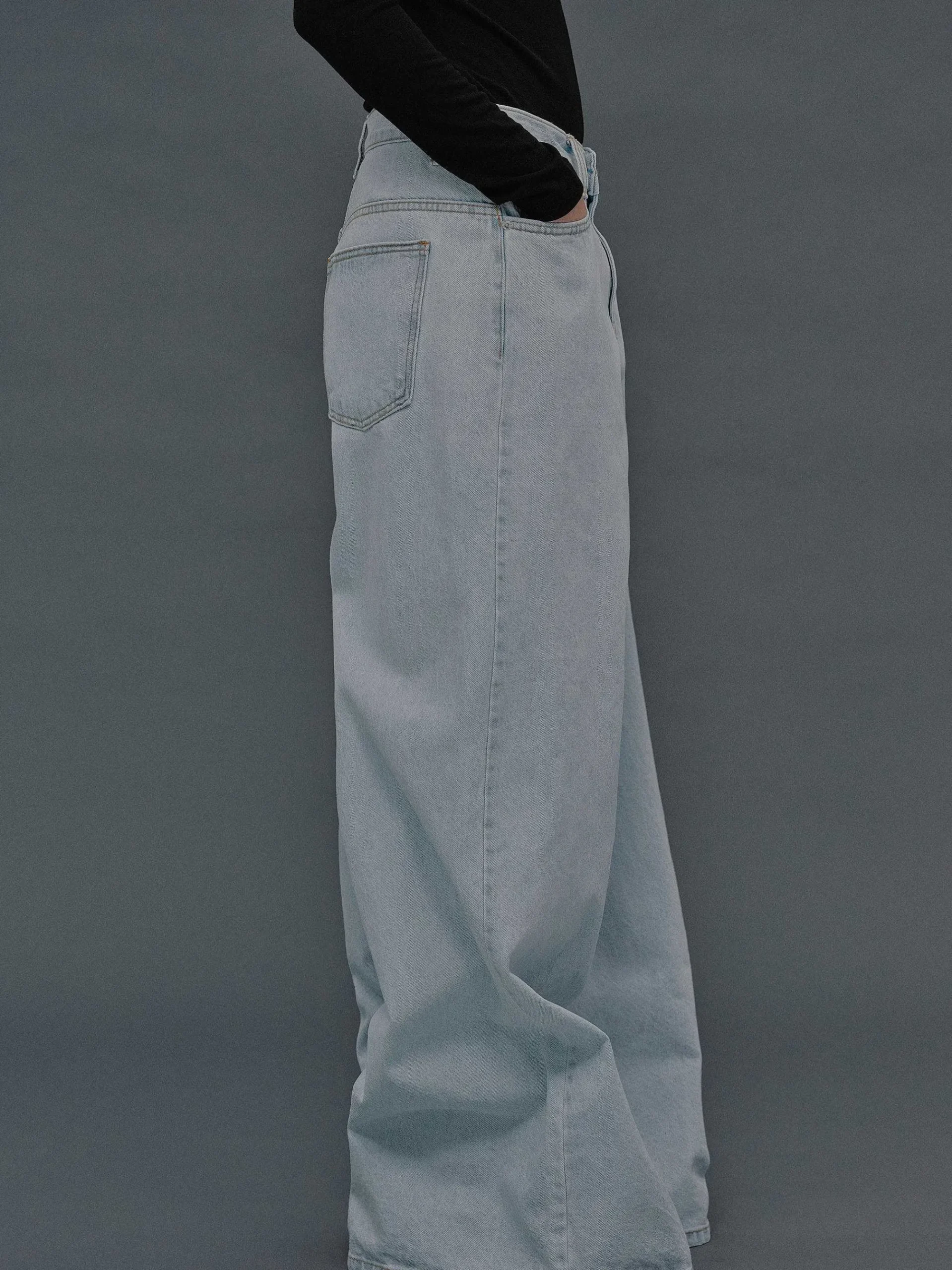 Source Unknown Jean-Jean Coupe Oversize, Delavage Bleu Clair