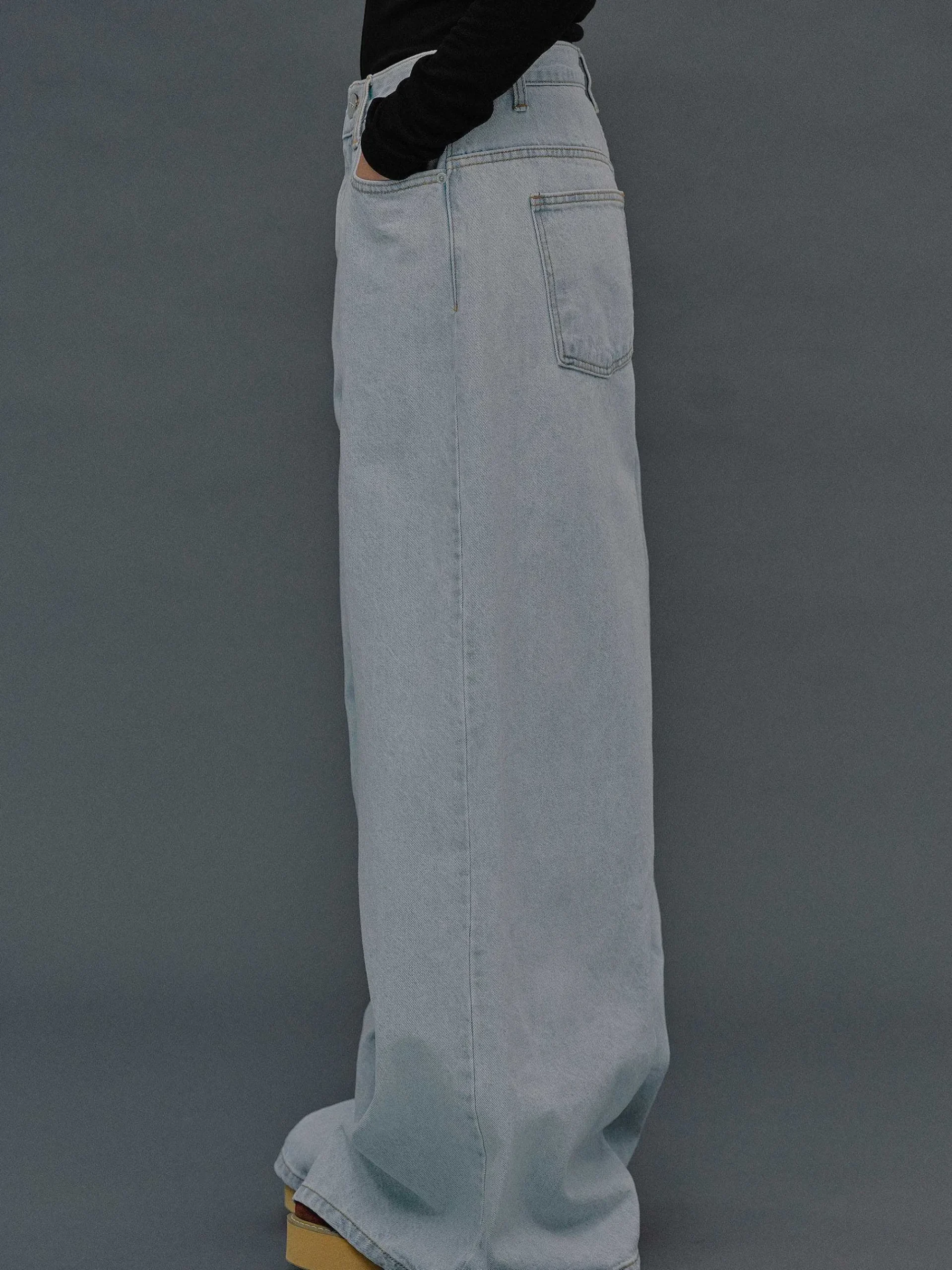 Source Unknown Jean-Jean Coupe Oversize, Delavage Bleu Clair