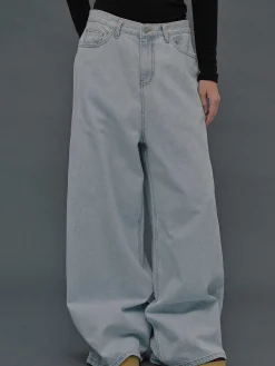 Source Unknown Jean-Jean Coupe Oversize, Delavage Bleu Clair
