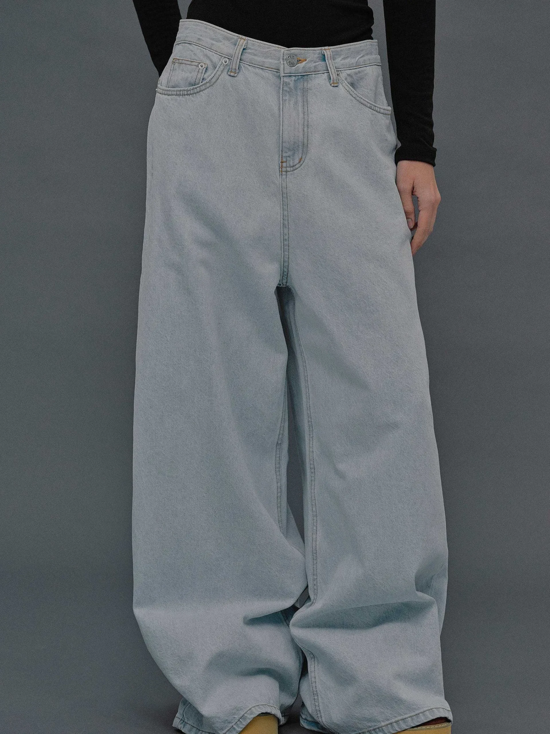 Source Unknown Jean-Jean Coupe Oversize, Delavage Bleu Clair