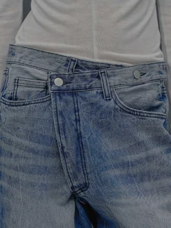 Source Unknown Vêtements-Jean Croise Destructure, Bleu Moyen