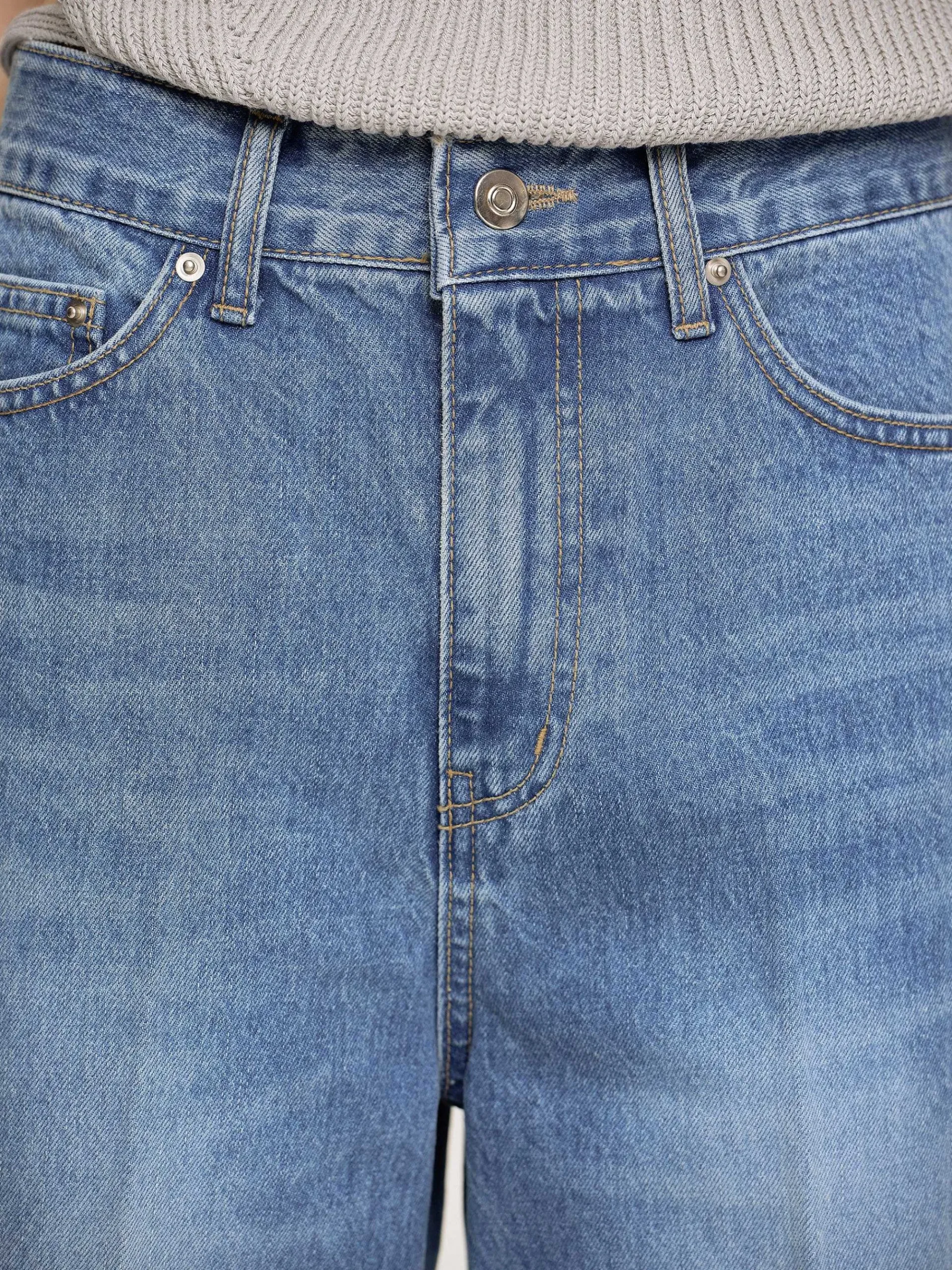 Source Unknown Vêtements-Jean Droit Decontracte, Delavage Moyen