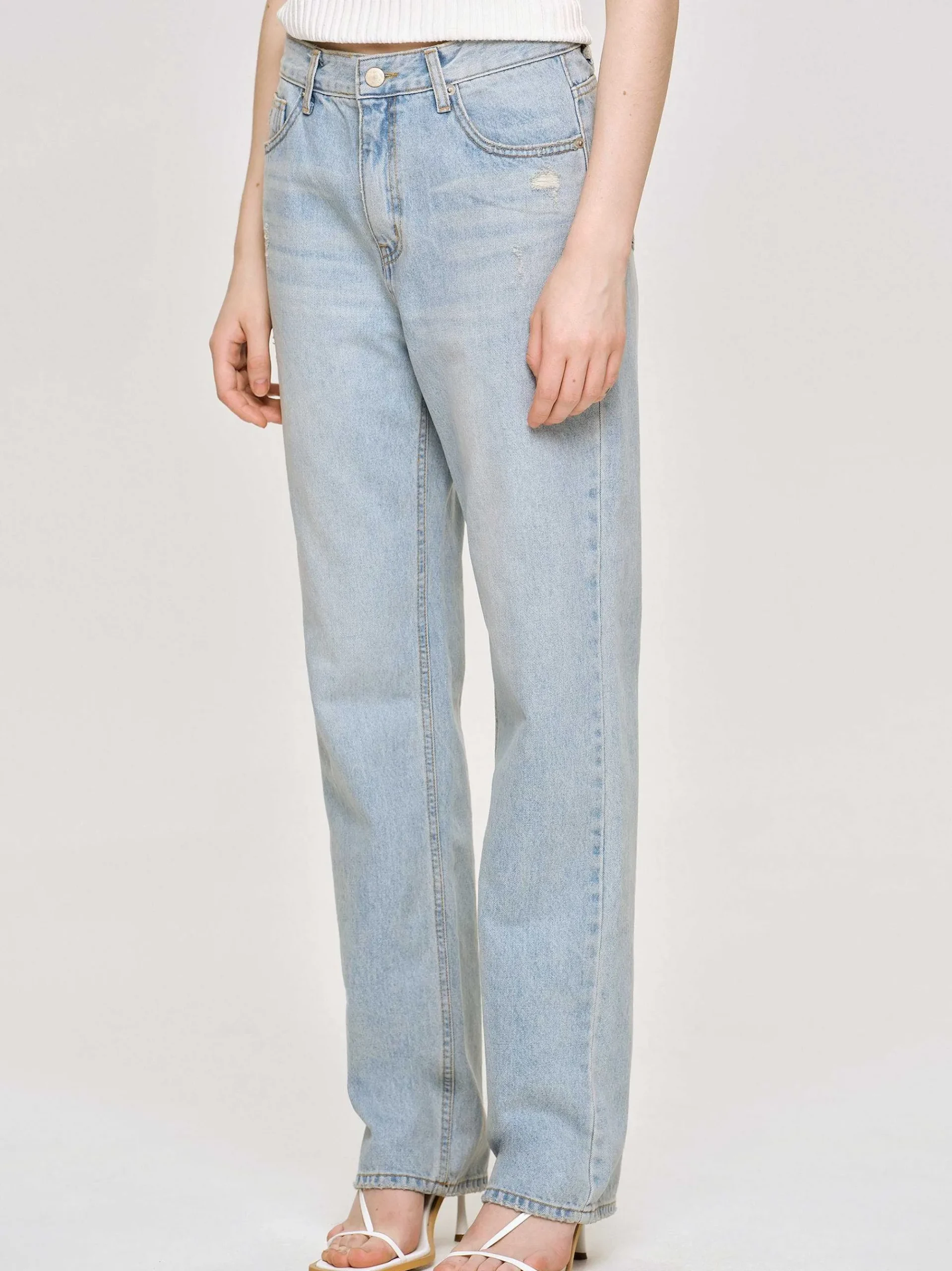 Source Unknown Jean-Jean Droit Effet Vieilli, Bleu Clair Vintage
