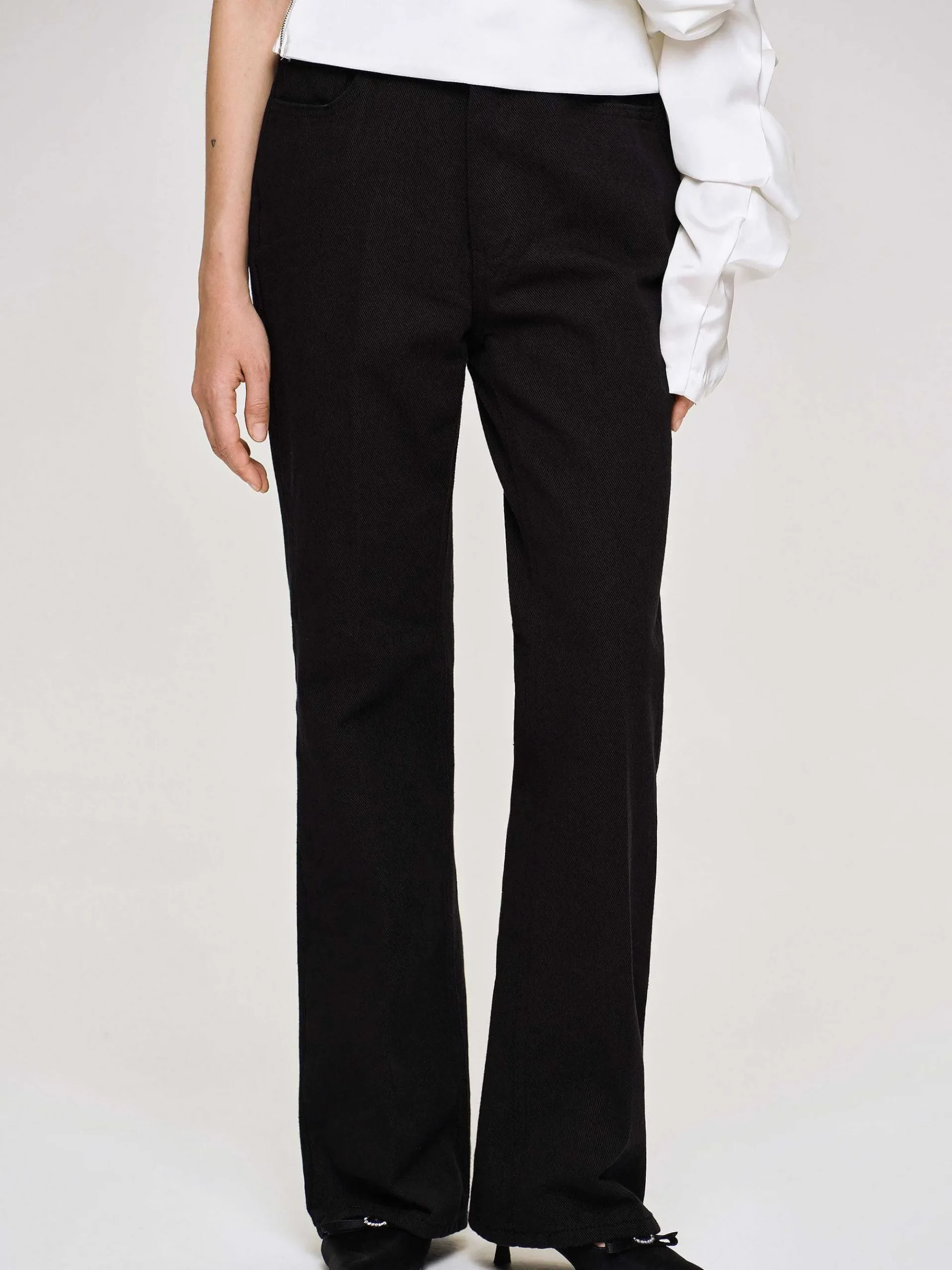 Source Unknown Vêtements-Jean Evase A Jambe Longue, Noir