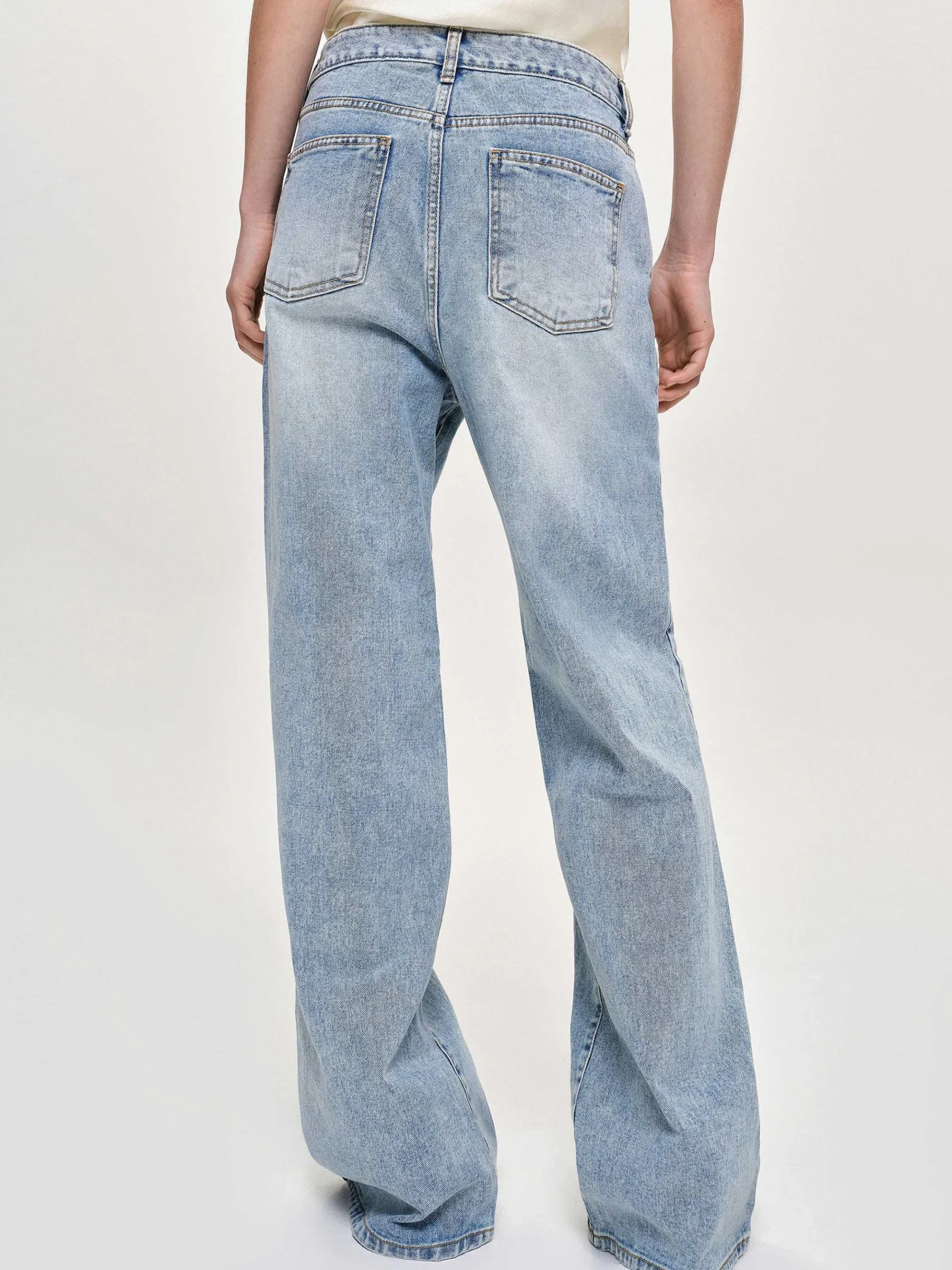Source Unknown Jean-Jean Long A Jambe Droite, Bleu Vintage Clair