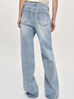 Source Unknown Vêtements-Jean Long A Jambe Droite, Bleu Vintage Clair