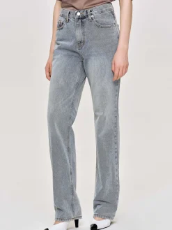 Source Unknown Vêtements-Jean Long Taille Haute, Bleu Cendre