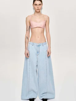 Source Unknown Vêtements-Jean Oversize Double Face, Bleu Clair
