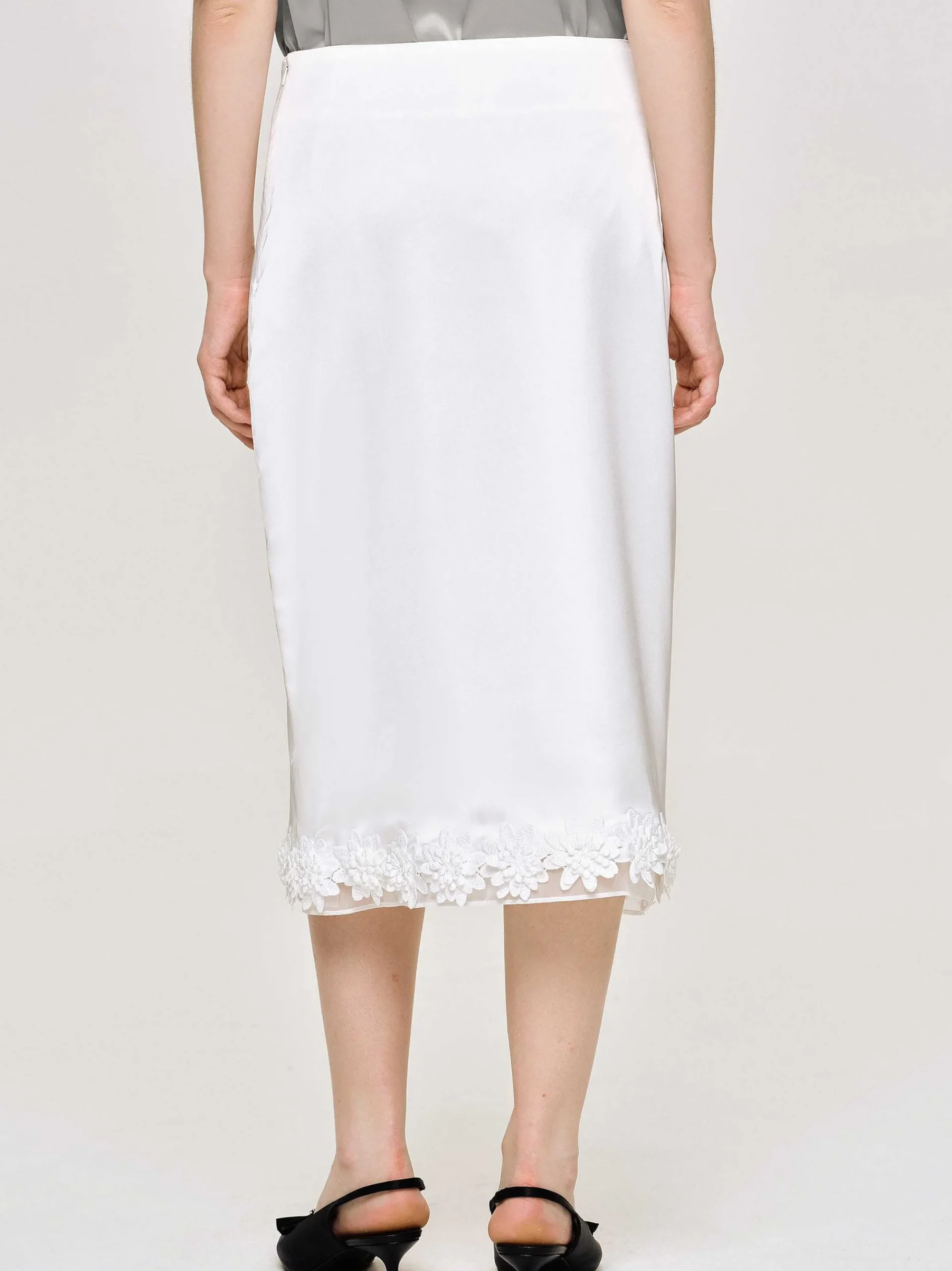 Source Unknown Bas-Jupe En Satin Applique, Blanc