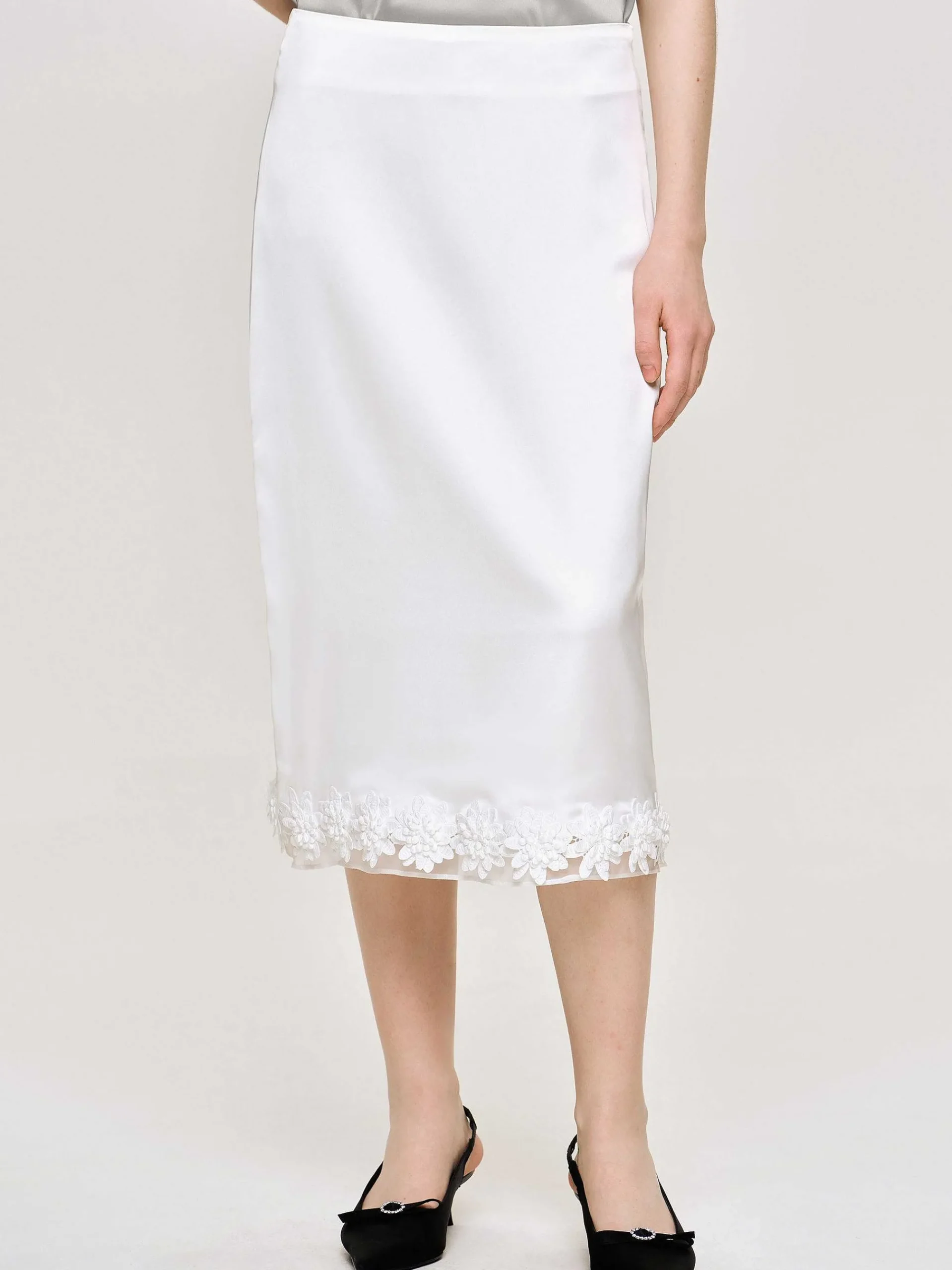 Source Unknown Bas-Jupe En Satin Applique, Blanc